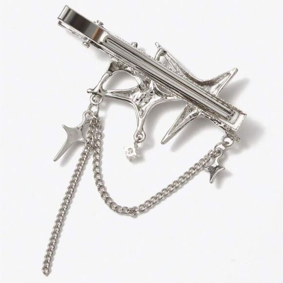 XMAS SALE Silver Crystal Chain Star Hair Clip - Picture 3 of 5